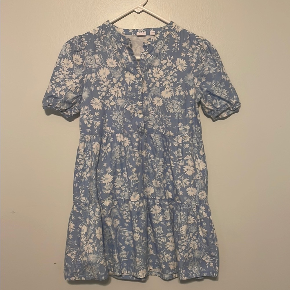 GAP White Cream Tiered Sundress with Puff Sleeves